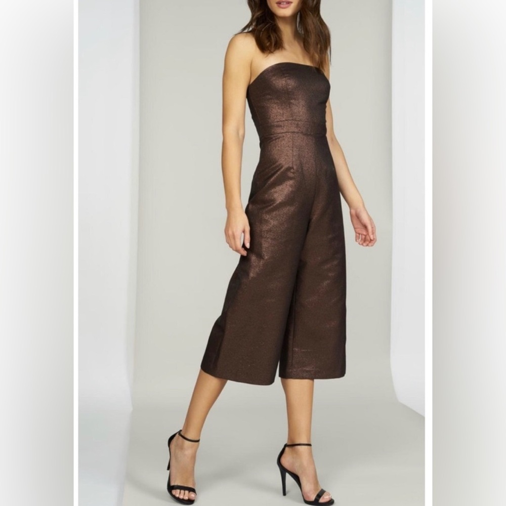 Anthropologie Quinn Hutch Brown Copper Metallic Jumpsuit